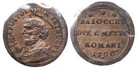 PIO VI (1775-1799) - 2 Baiocchi e mezzo 1796, Roma
Rame
Muntoni 99, CNI 307
Bell'esemplare di notevole qualità per la tipologia
Sigillata q.FDC da...