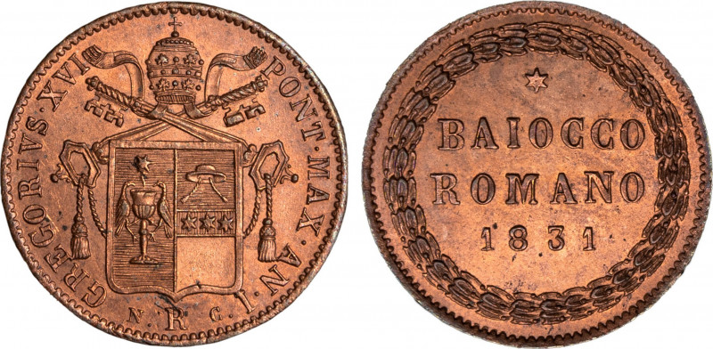 GREGORIO XVI (1831-1846) - Baiocco 1831 anno I (I° tipo), Roma
Rame
Gigante 153
...