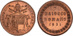 GREGORIO XVI (1831-1846) - Baiocco 1831 anno I (I° tipo), Roma
Rame
Gigante 153
Abilmente lavata. Rame rosso
q.FDC
