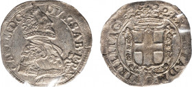 CARLO EMANUELE I (1580-1630) - Fiorino III tipo, 1629
Argento/mistura
Cudazzo 746b MIR 653 Rara
Ritratto in armatura ben impresso al /D. Esemplare sup...