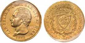 CARLO FELICE (1821-1831) - 80 lire 1825 Torino
Oro
Gigante 4
Lieve colpetto al /D. /R di notevole qualità con bei fondi dal lustro integro.
Sigillata ...