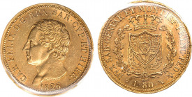 CARLO FELICE (1821-1831) - 80 lire 1826 Torino
Oro
Gigante 5
Sigillata SPL dal perito NIP Francesco Cavaliere