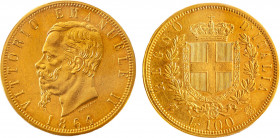 VITTORIO EMANUELE II (1861-1878) - 100 lire 1864, Torino
Oro
Gigante 1, CNI 53, Pagani 451 Rarissima
Sigillata q.SPL dal perito NIP Flavio De Maria
Mi...