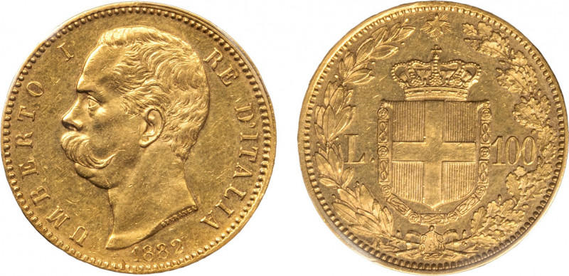 UMBERTO I (1878-1900) - 100 lire 1882
Oro
Gigante 2 Molto rara
Sigillata q.SPL/S...
