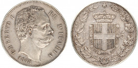 UMBERTO I (1878-1900) - 5 lire 1878
Argento
Gigante 23 Molto rara
Sigillata BB/BB+ dal perito NIP Fabio Grimoldi
