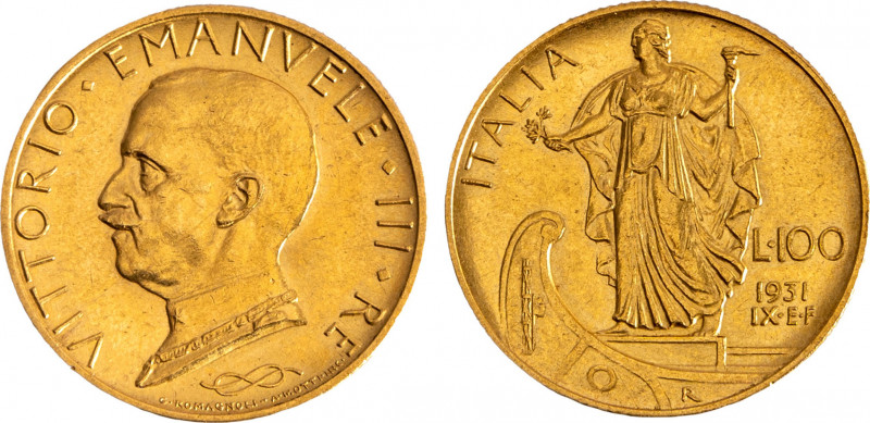 VITTORIO EMANUELE III (1900-1946) - 100 lire 1931, anno IX
Oro
Gigante 9 
SPL-FD...