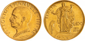 VITTORIO EMANUELE III (1900-1946) - 100 lire 1931, anno IX
Oro
Gigante 9 
SPL-FDC