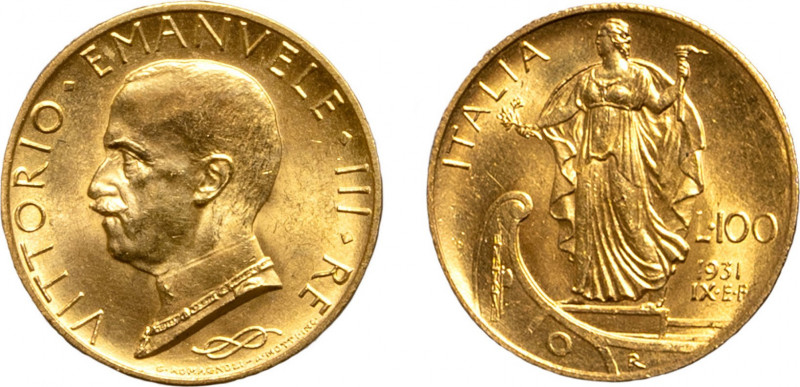 VITTORIO EMANUELE III (1900-1946) - 100 lire 1931, anno IX
Oro
Gigante 9
Bell'es...