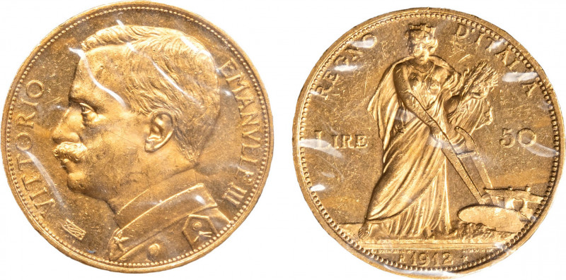 VITTORIO EMANUELE III (1900-1943) - 50 lire 1912
Oro
Gigante 16 Rara
Sigillata S...