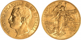 VITTORIO EMANUELE III (1900-1946) - 50 lire 1911
Oro
Gigante 19 Rara
SPL-FDC
