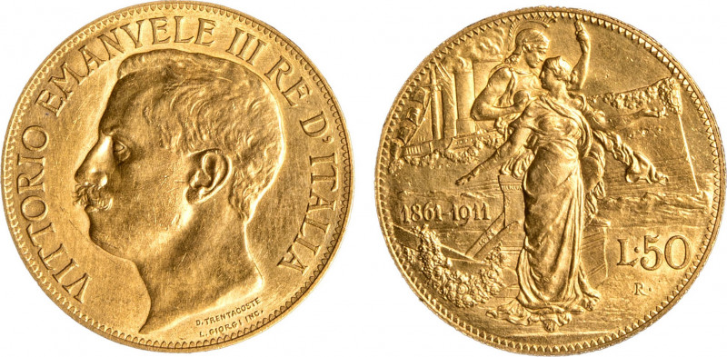 VITTORIO EMANUELE III (1900-1946) - 50 lire 1911
Oro
Gigante 19 Rara
Lievi hairl...