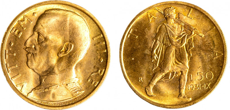 VITTORIO EMANUELE III (1900-1946) - 50 lire 1931, anno IX
Oro
Gigante 20
Bell'es...