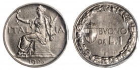 VITTORIO EMANUELE III (1900-1946) - 1 lira 1926
Nichel
Gigante 144 Rara
Emissione per numismatici coniata in soli 500 esemplari
Con sigilli Emilio...