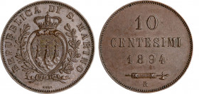 SAN MARINO - Vecchia monetazione (1864-1938) - 10 centesimi 1894
Rame
Gigante 21
SPL-FDC