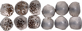 A lot of 6 unifaced Punch Marked Silver Shana Coins of Gandhara Janapada