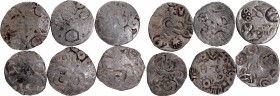 A Lot of Very Rare 6 Punch Marked Silver Karshapana Coins of Kosala Janapada.