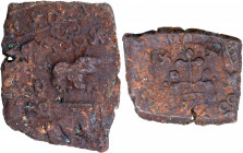 Un inscribed Die Struck Square Copper Coin of Marathwada of Vidarbha Region of Pre Satavahanas With Swastik & Elephant Symbol
