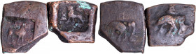 A lot of 2 Copper Karshapana Coins of Taxila Region of Post Mauryas with lion, Swastika, Elephant Symbols.