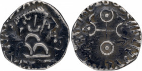 A Rare Silver Drachma Coin of Nahapana Over struck by Gautamiputra Satakarni of Satavahanas with Brahmi legend Rano Gotami putasa Siri Satakani sa