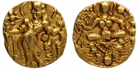 Very Rare Gold Dinar Coin of Raja Vikramaditya Chandragupta II of Gupta Dynasty of Archer type in almost uncirculated condition.