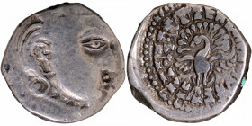 A Rare Silver Drachma Coin  of Madhyadesha type of Raja Kramaditya Skandagupta of Gupta Dynasty.