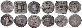 A Lot of 6 Very Rare Silver Drachma Coins of Indo Greeks of Verious Kings in Excellent Conditions.