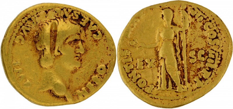 Roman Empire, Nero (14-37 CE), Gold Aureus, Obv: a laureate head of the king fac...
