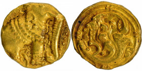 Highest Grade Uncirculated Gold Gadyana Coin of Western Ganga Dynasty with elephent and Kannada