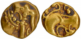A Rare Gold Fanam Coin of Western Ganga Dynasty in elephant standing figure.