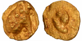 A Rare Gold Quarter Fanam Coin of Western Ganga Dynasty with ornamental Floral Scrolls in Very fine Condition.