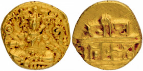 Extremely Rare Gold Half Varaha Coin of Krishnadevaraya of Vijayanagara Empire, Almost complete details on Both the side of coin.