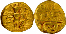 Top Condition Very Rare Gold Half Varaha Coin of Krishnadevaraya of Tuluva Dynasty of Vijayanagara Empire with Nagari Legend.