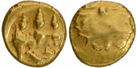 Very Rare Gold Half Varaha Coin of Tirumalaraya of Aravidu Dynasty of Vijayanagara Empire God Rama & Sita seated on a throne.