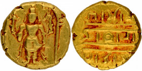 Centrally Struck Gold Half Varaha Coin of Venkatapathiraya III of Aravidu Dynasty of Vijayanagara Empire in UNC Condition.