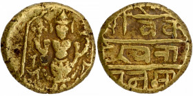 Rare Gold Varaha Coin of Venkatapathiraya III of Aravidu Dynasty of Vijayanagara Empire, God Venkateshwara holding chakra and  Shankha.
