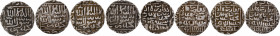 Lot of Four Silver Rupee Coins of Ghiyath ud din Bahadur of Bengal Sultanate, within a square, Sri Bahadur Shah in Nagari at the bottom.