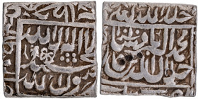 Never offered Very Rare & extremely fine Silver Square Rupee Coin of Akbar of Bang Mint.