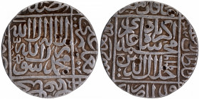 Very Rare Early Issue Broad Flan Silver Rupee Coin of Akbar of Agra Mint in Excellent Condition.