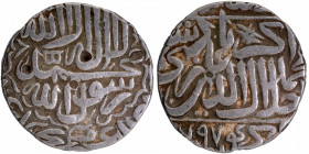 A Very Rare Silver Rupee Coin of Akbar of Akbarpur Tanda Mint with complete Hijri year 974.