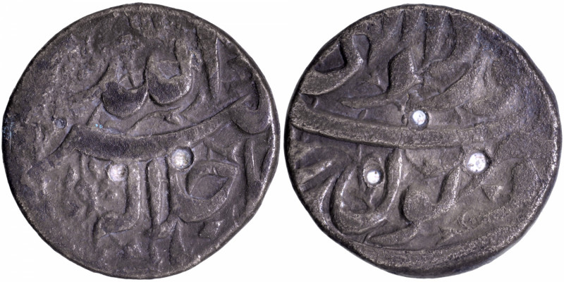 Akbar, Dewal Bandar Mint, Silver Rupee, Month Khurdad (Gemini), Obv: Arabic lege...