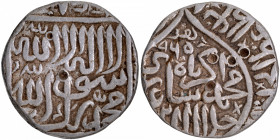 Very Rare Unlisted New Type Silver One Rupee Coin of Akbar of Hisar Firoza Mint.