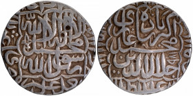 Unlisted Type Rare Silver Rupee Coin of Akbar of Lahore Mint, beautiful mintmark within a wavy square.