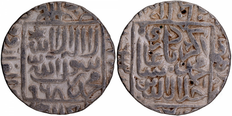 Akbar, Qanauj Mint, Silver Rupee, AH 968, Obv: Arabic legend The Kalima Shahada ...
