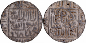 Rare and sharply struck Silver Rupee Coin of Akbar of Qanauj Mint.