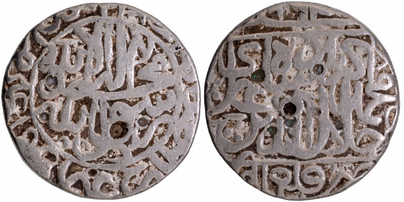 Akbar, Qila Alwar Mint, Silver Rupee, Obv: Arabic legend The Kalima Shahada with...