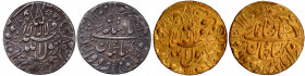 Sharply Struck Extremely Rare Pair of Silver Rupee & Gold Mohur Coins of Shah Jahan of Zarb Daulatabad Mint with original toning and luster in supreem...