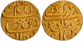 Gold Mohur Coin of Aurangzeb Alamgir of Surat Bandar e Mubarak Mint.