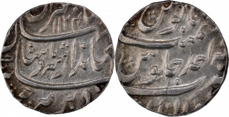 Jahandar Shah, Gwaliar Mint, Silver Rupee, AH 1124/Ahad RY, "Saheb-e-qiran" Coup...