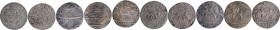 Lot of Five Silver Rupee Coin of Nasir ud din Haidar of Lakhnau Mint of Awadh.