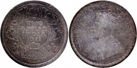Silver Two Annas Coin of King George V of Calcutta Mint of 1911.